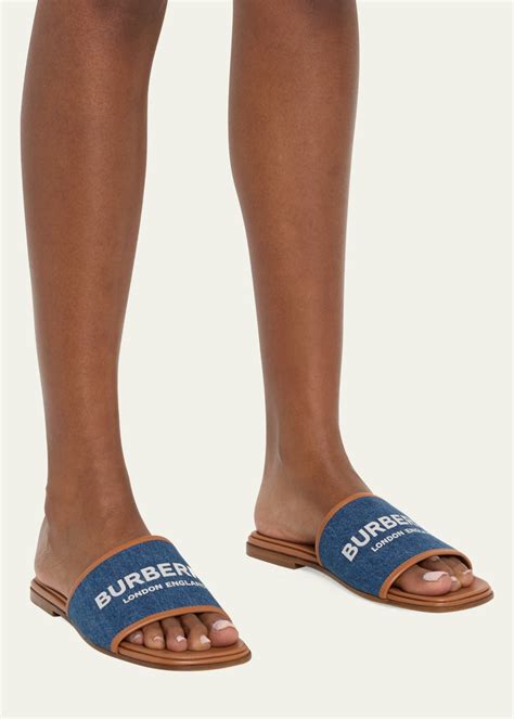 girls burberry slides|Burberry denim slides.